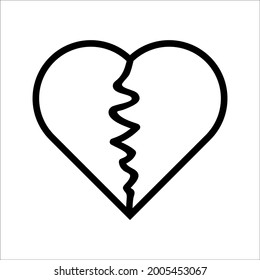 Cracked Heart Icon On White Background