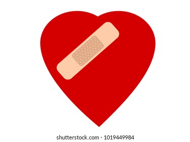 Cracked heart with plaster illustration vector