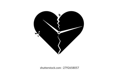 Cracked heart shaped clock face