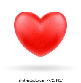 cracked heart vector on a white background
