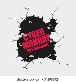 Cracked hole with cyber monday