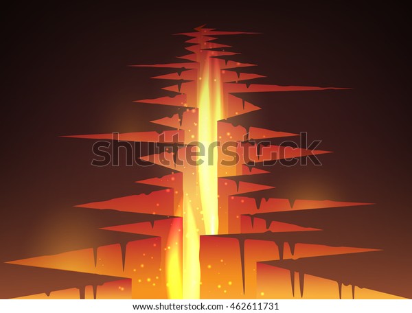 溶岩やマグマで地面に割れた穴と火のベクターイラスト のベクター画像素材 ロイヤリティフリー