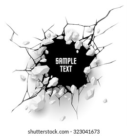Cracked hole with space for text