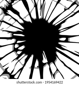 Cracked hole with space for text. Vector illustration.