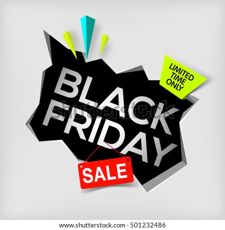 Cracked hole in wall with Black Friday inscription for sale and discount. 