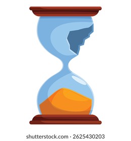 Cracked hourglass with sand flowing, symbolizing running out of time and approaching deadline