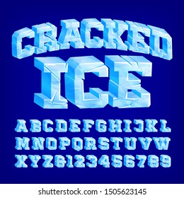 Cracked Ice Alphabet Font. 3D Letters And Numbers. Stock Vector Typeface For Your Typography Design.