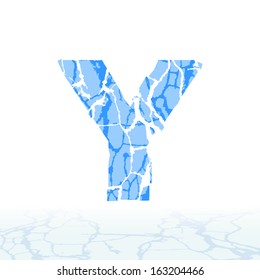 Cracked ice alphabet. Letters, numbers, and symbols of the snow