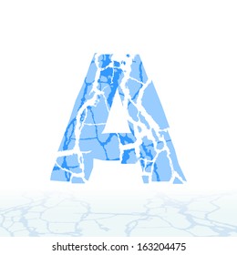 Cracked ice alphabet. Letters, numbers, and symbols of the snow
