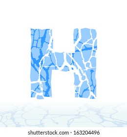 Cracked ice alphabet. Letters, numbers, and symbols of the snow