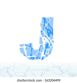 Cracked ice alphabet. Letters, numbers, and symbols of the snow