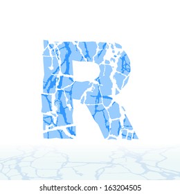 Cracked ice alphabet. Letters, numbers, and symbols of the snow