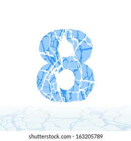 Cracked ice alphabet. Letters, numbers, and symbols of the snow