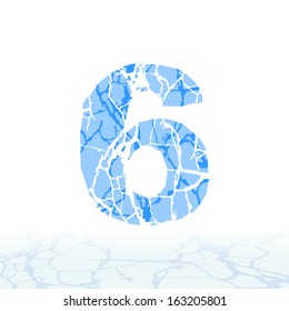 Cracked ice alphabet. Letters, numbers, and symbols of the snow