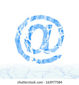 Cracked ice alphabet. Letters, numbers, and symbols of the snow