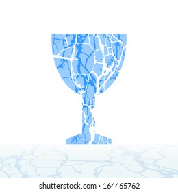 Cracked ice alphabet. Letters, numbers, and symbols of the snow