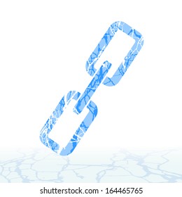 Cracked ice alphabet. Letters, numbers, and symbols of the snow