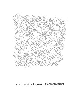 Cracked ink line texture background, broken glass vector illustration. Craquelure rupture sketch scribbles. Old paint cracks isolated on white. Smashed ice pattern