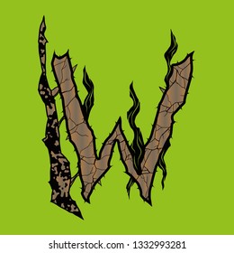 Cracked letter with spines on green background.