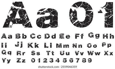 Cracked letters pack. Vector Illustration.
