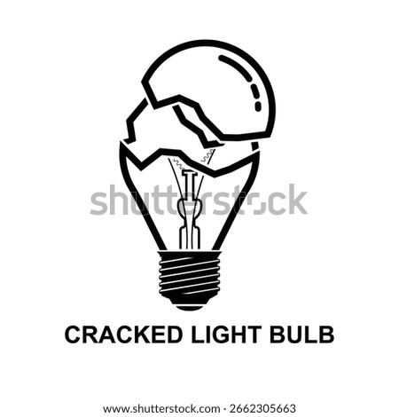 Cracked light bulb icon. Broken down light bulb isolated on background vector illustration.