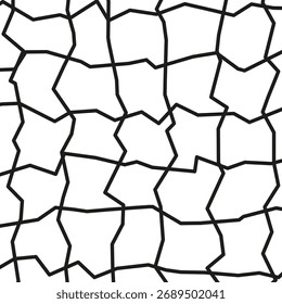 Padrão de linha rachada. Textura quebrada abstrata. Motivo caótico do vetor. Superfície branca preta. EPS 10.
