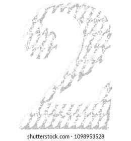 Cracked lines font. Number 2