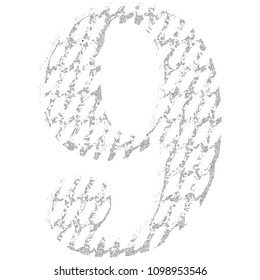 Cracked lines font. Number 9