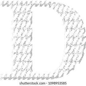 Cracked lines font.Letter D