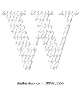 Cracked lines font.Letter W