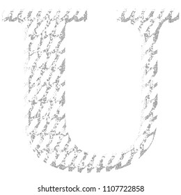 Cracked lines font.Uppercase letter U