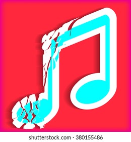 Cracked Music Note Symbol. Vector Design.
