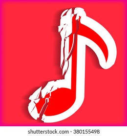 Cracked Music Note Symbol. Vector Design.