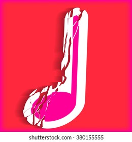 Cracked Music Note Symbol. Vector Design.