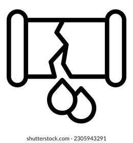 Cracked oil pipe icon outline vector. Petrol energy. Sea transport