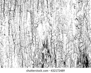 Cracked paint on the wall vector texture overlay. Abstract black and white grunge background