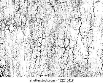 Cracked paint on the wall vector texture overlay. Abstract black and white grunge background