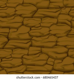 Cracked pattern of brown earth, Vector seamless soil texture