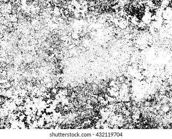 Cracked and peeling paint on the wall vector texture overlay. Abstract black and white grainy grunge background