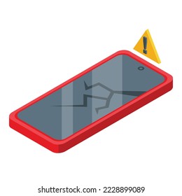 Cracked phone icon isometric vector. App design. Online internet