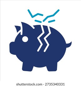 Knackiges Sparschwein-Symbol. Einfache Vektor Vektor Glyphe zweifarbige Illustration