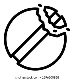Icono de píldora agrietada. Icono del vector de la píldora de contorno para diseño web aislado en fondo blanco