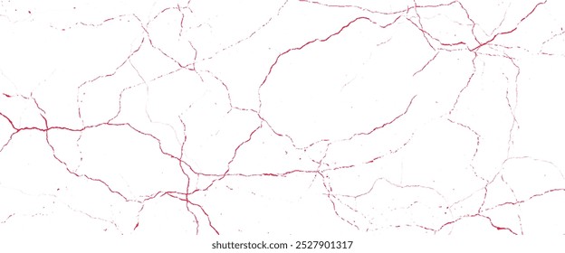 Cracked pink grunge texture, crack on white background. 