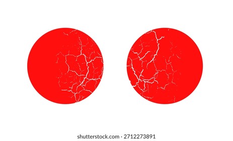 Textura Abstractas del círculo rojo agrietado en el fondo blanco