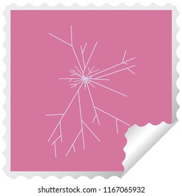 cracked screen graphic square sticker stamp
