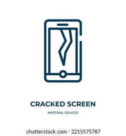 Cracked screen icon. Linear vector illustration from material devices collection. Outline cracked screen icon vector. Thin line symbol for use on web and mobile apps, logo, print media.