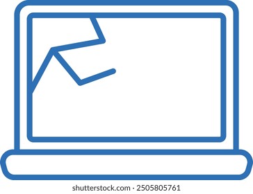 Laptop mit geknacktem Bildschirm, bearbeitbare Zeile, Vektorsymbol-Illustration