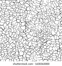 Cracked seamless pattern vector texture isolated on white background.