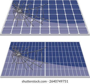 cracked or shattered solar panel.