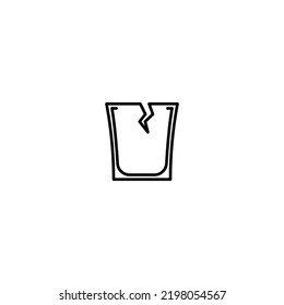 cracked shot glass icon on white background. simple, line, silhouette and clean style. black and white. suitable for symbol, sign, icon or logo